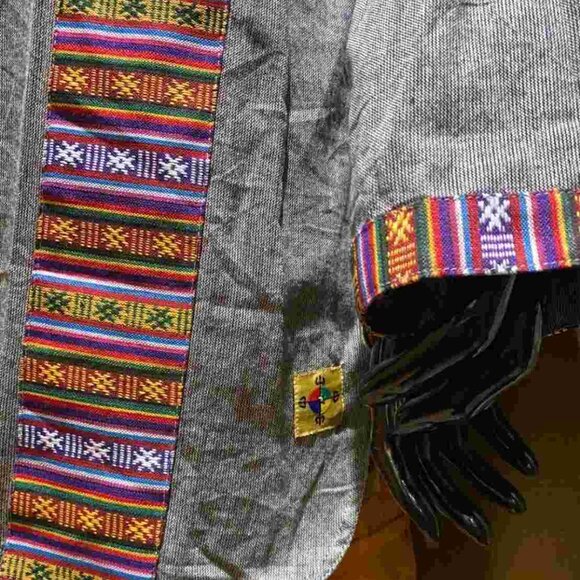 Cotton Bhutani Trim Long-Sleeve V-Neck Tunic - Solid (Gray) - Picture 4 of 5